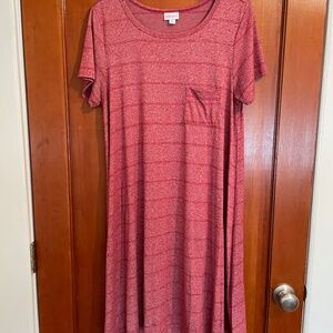 LuLaRoe Red Carly High Low Short Sleeve Dress  Size M
